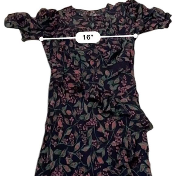 RTR Saloni Vida Ruffled Silk Georgette Asymmetric Hem Floral Midi Dress Sz 6 - Picture 11 of 13